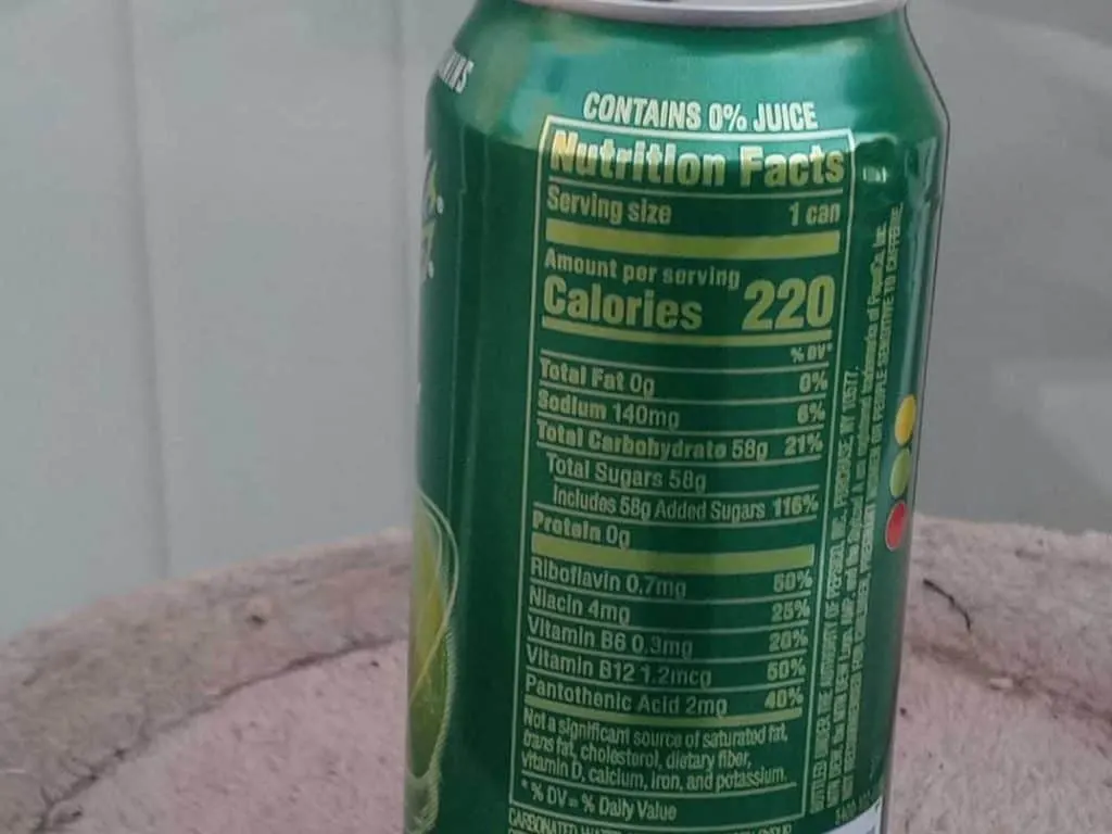 Nutrition Facts of AMP Energy Drink