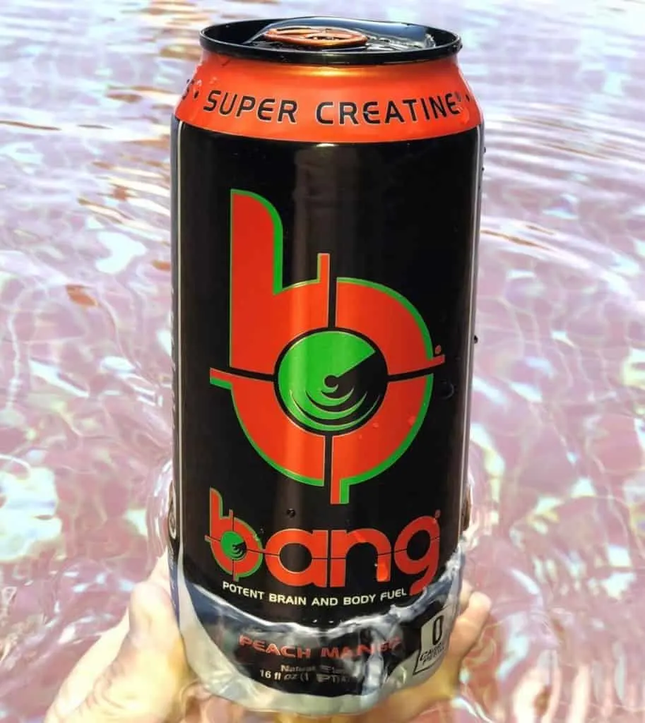 A can of Bang, Peach mango flavor