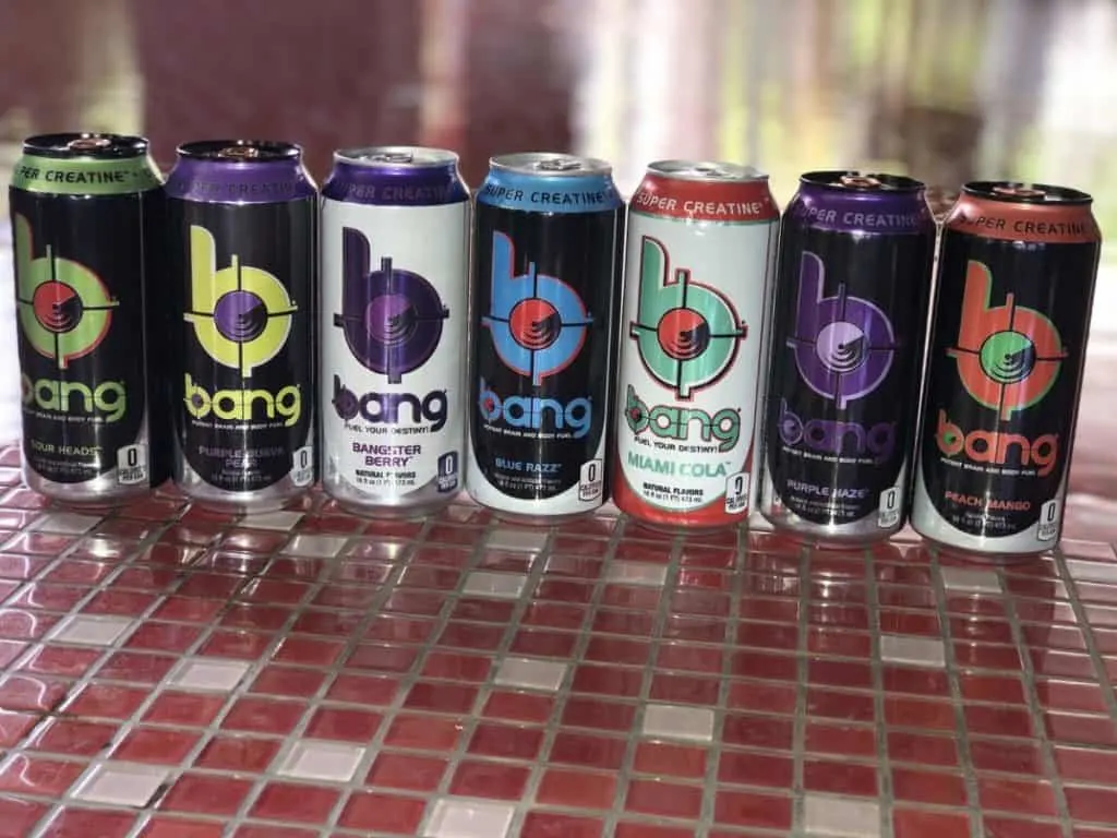 a photo of Bang Energy Drinks in several flavors