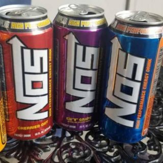 Different flavors of regular can of NOS.