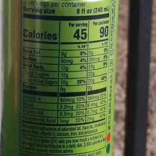 Nutrition Facts at the back of Game Fuel.