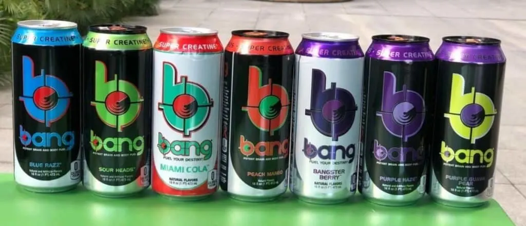 Some of the flavors of Bang energy drink 