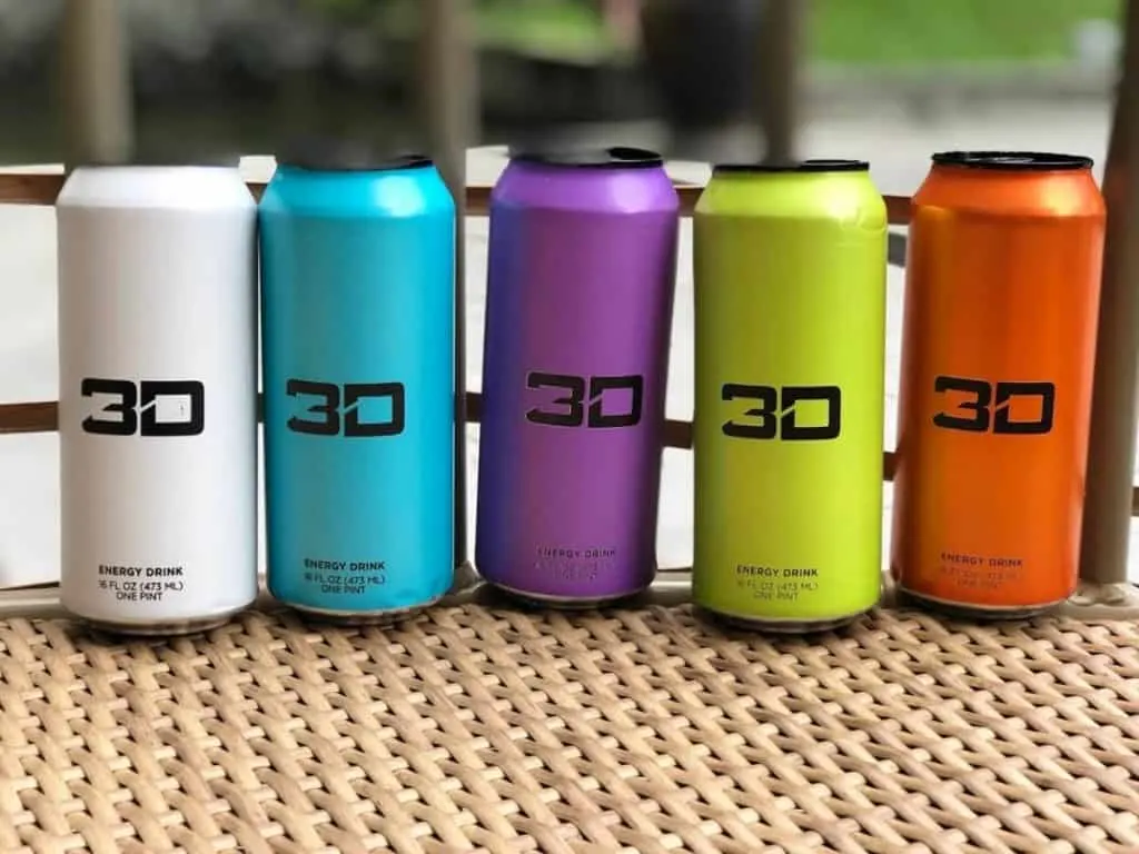 Cans of 3D Energy Drinks