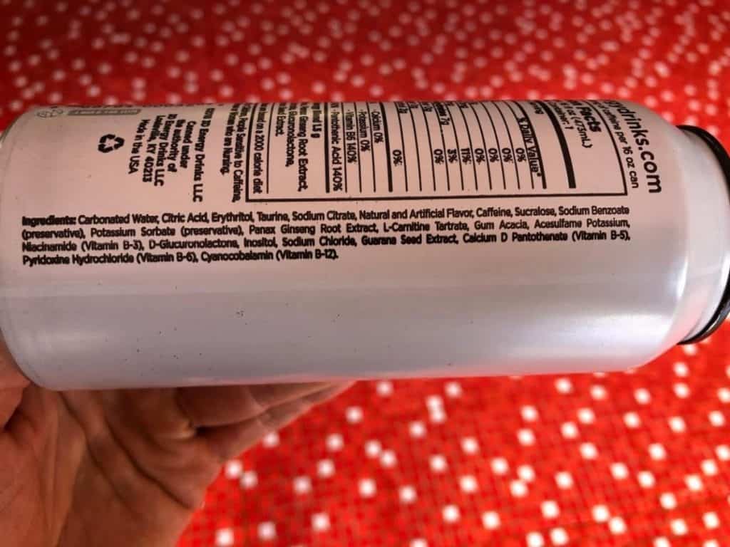 List of ingredients in a can of 3D Energy