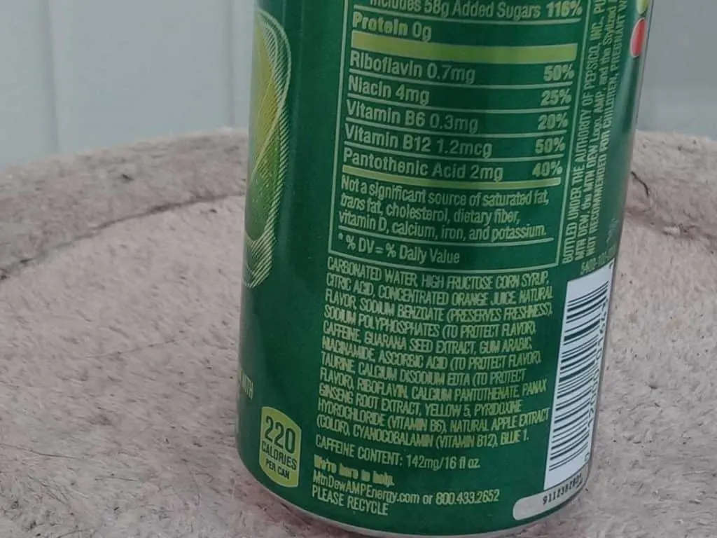 Ingredients in AMP Energy Drink