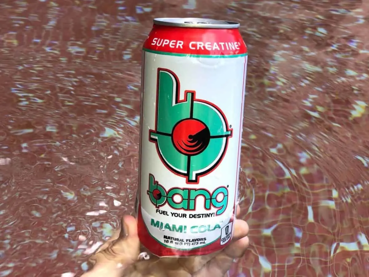 "Super Creatine" label on Bang energy drink