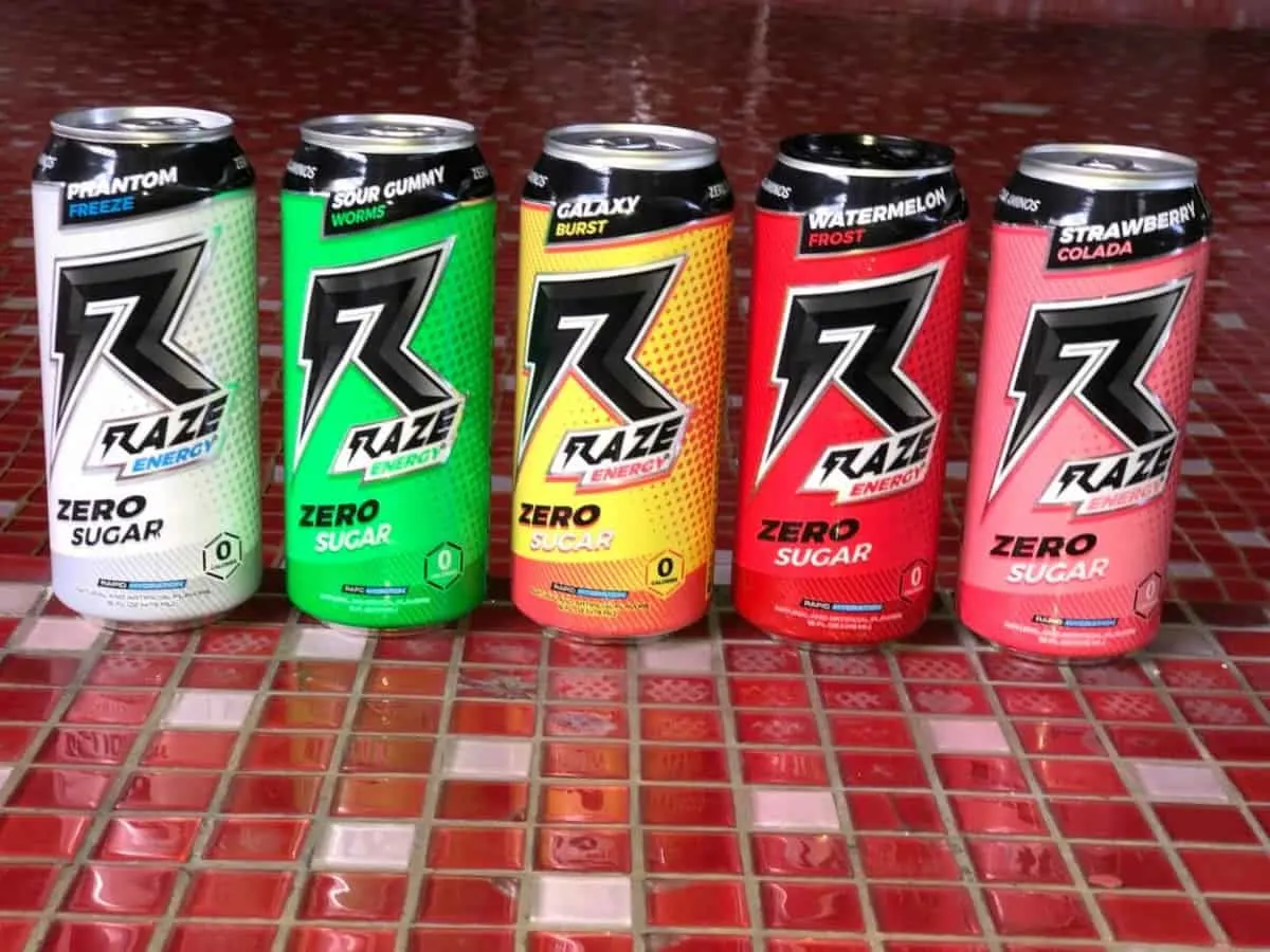 Raze energy drink in different flavors