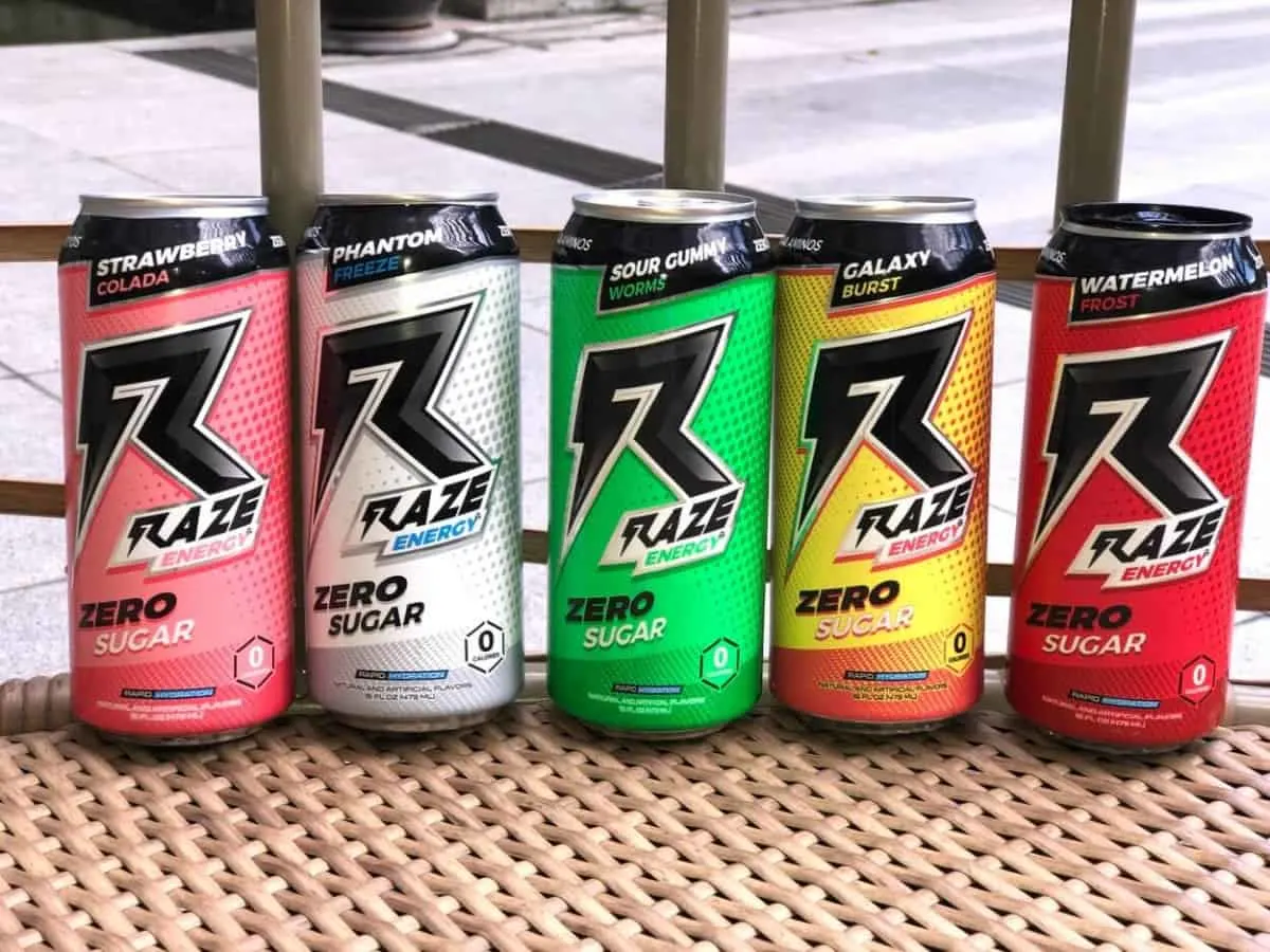 Raze energy drinks in different flavors