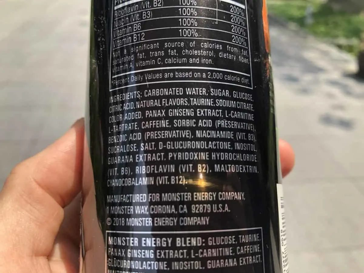 Ingredients In Monster Energy Drink