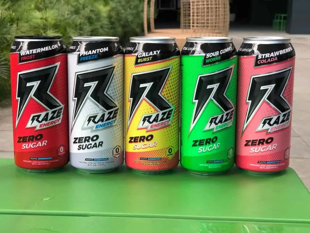 Cans of Raze energy drink