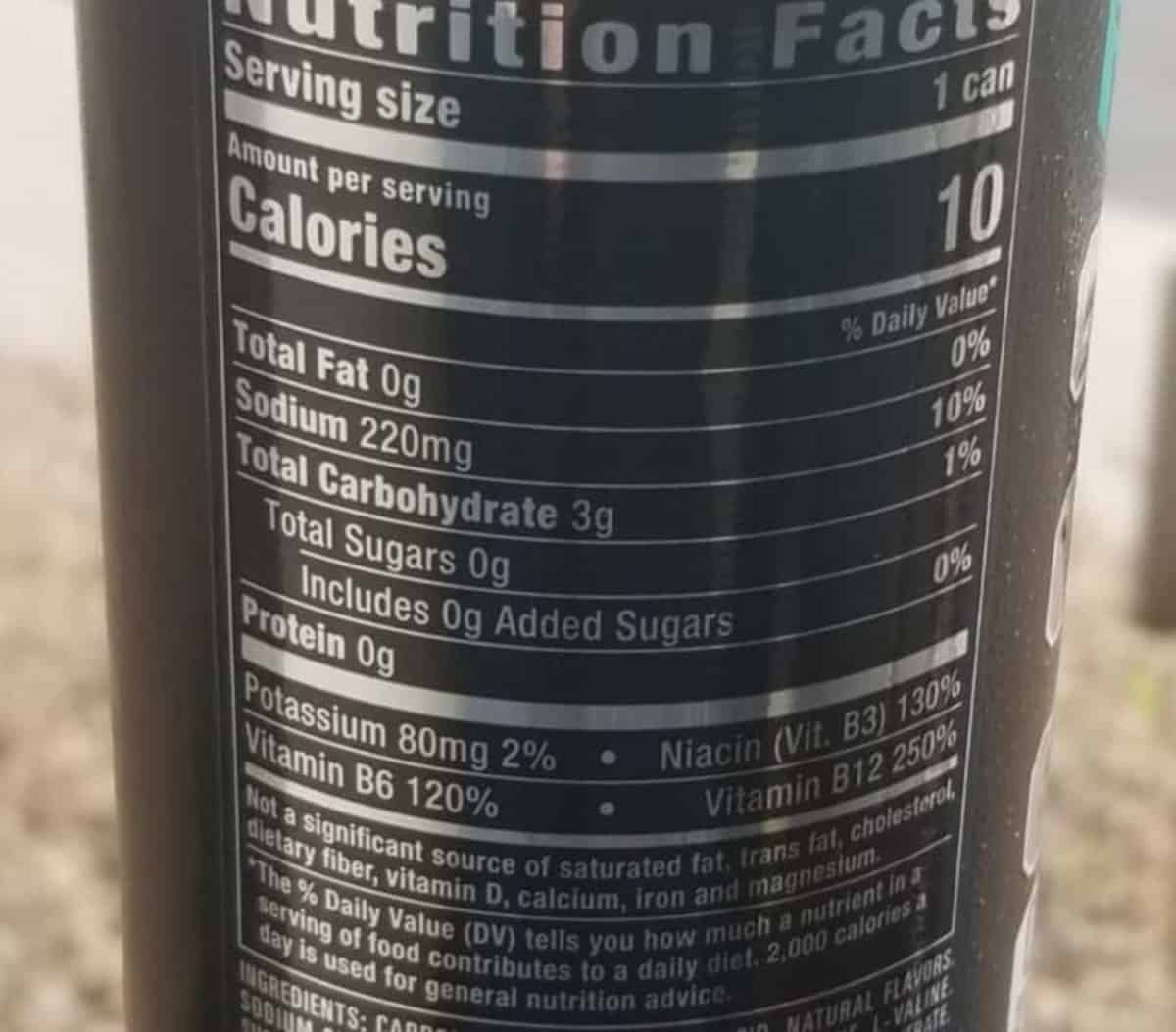 nutrition facts of Reign