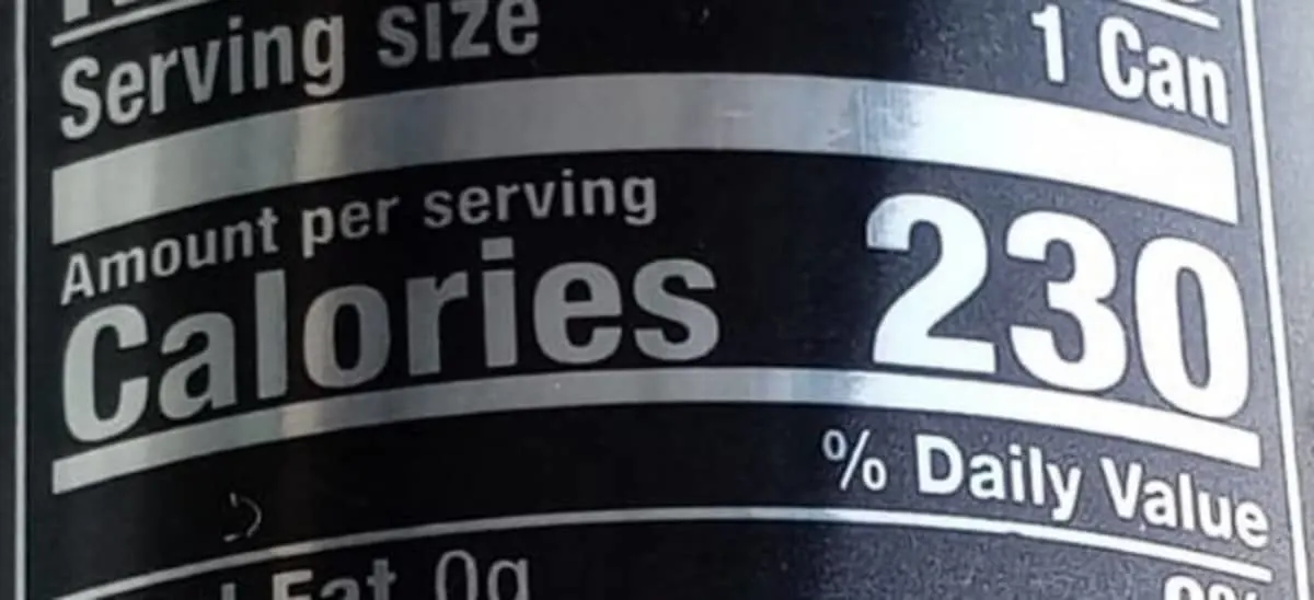 calories, back of can