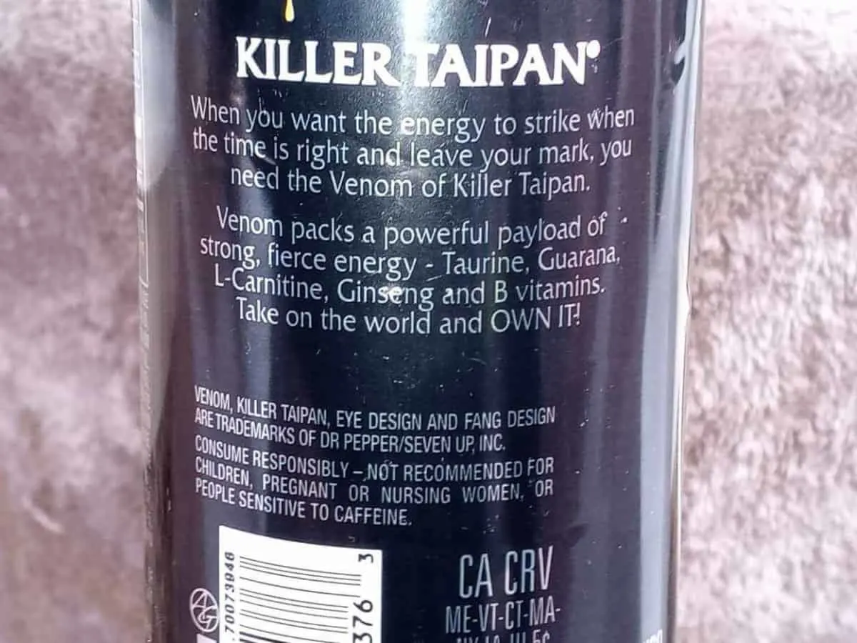 killer taipan flavor, can, venom energy drink
