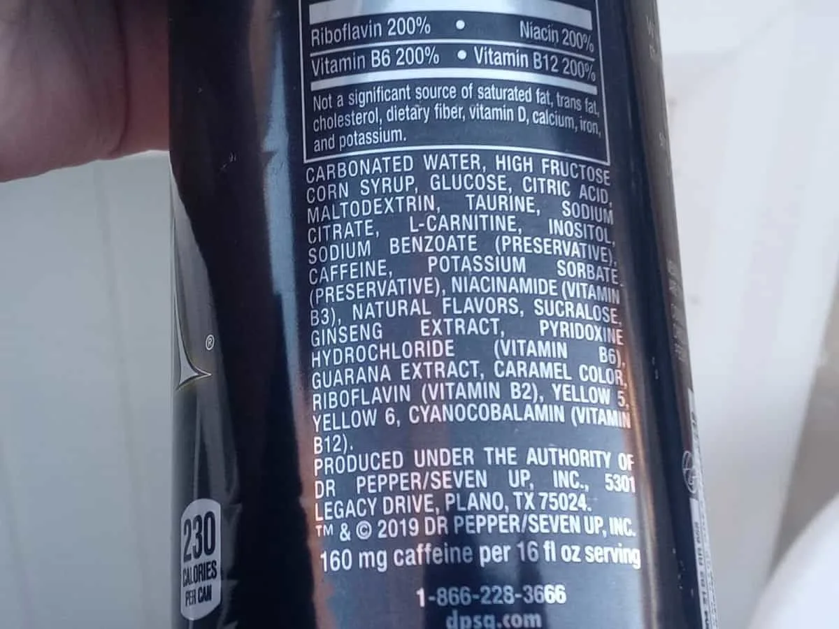 label of a can, venom energy drink