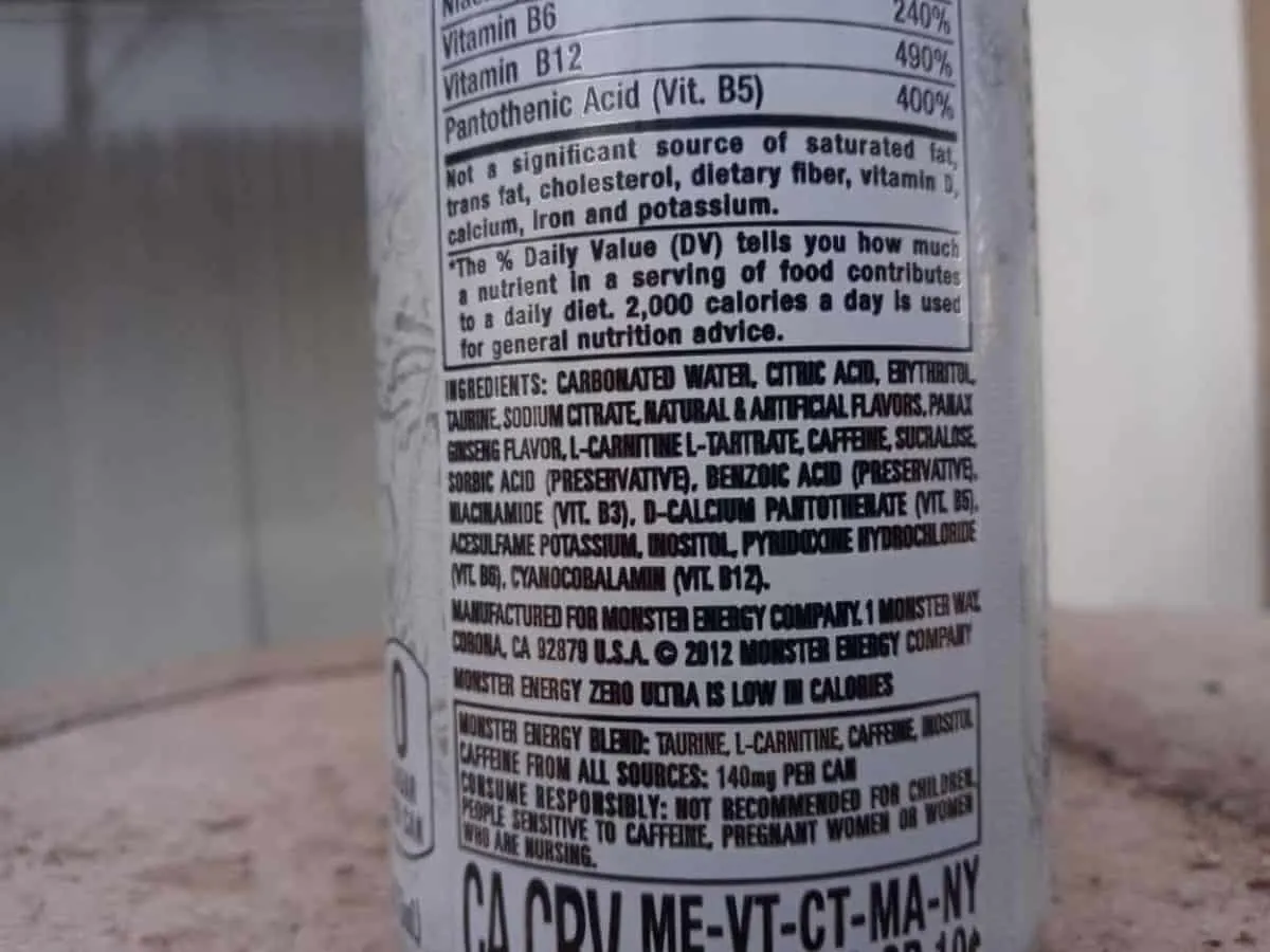 back of can, energy drink