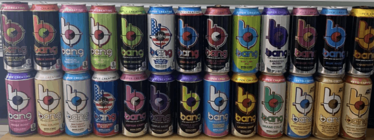 Cans of Bang energy drinks