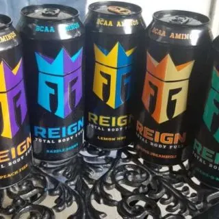 Different flavors of Reign Energy Drinks.