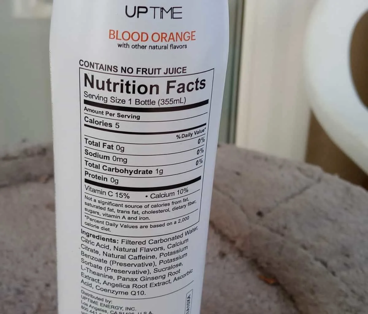 Nutrition facts of Uptime.