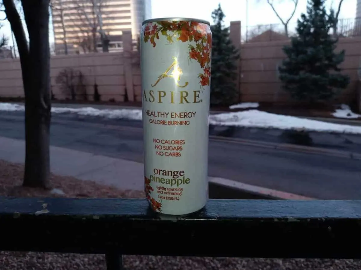 Aspire energy drink in Orange Pineapple flavor