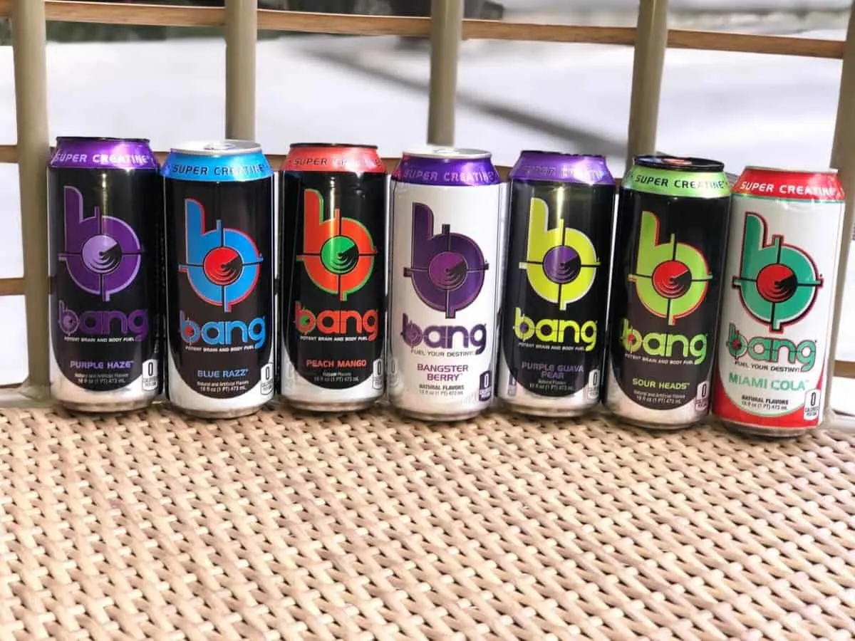 7 cans different flavors of Bang Energy Drinks