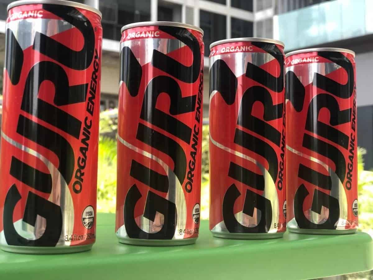 Cans of Guru energy drink