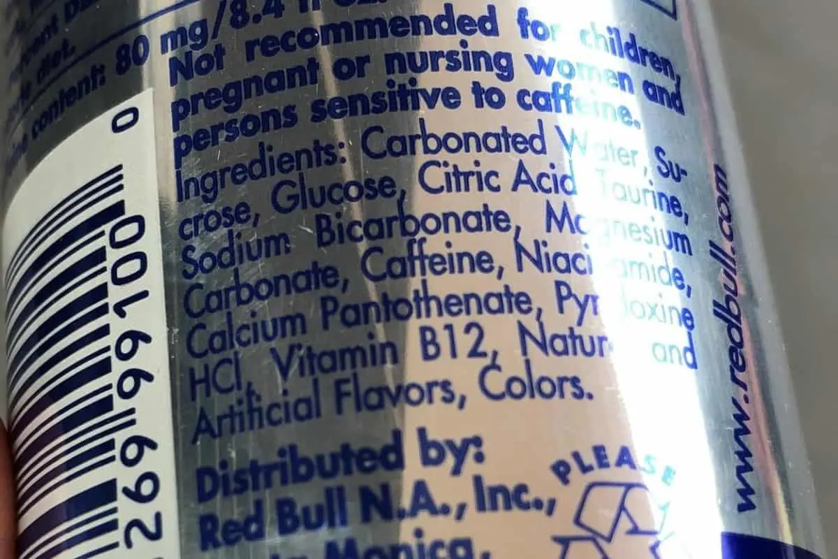 Ingredients of Red Bull energy drinks