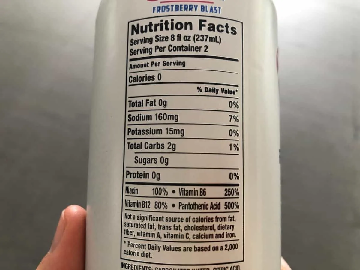 Nutrition facts of Xyience
