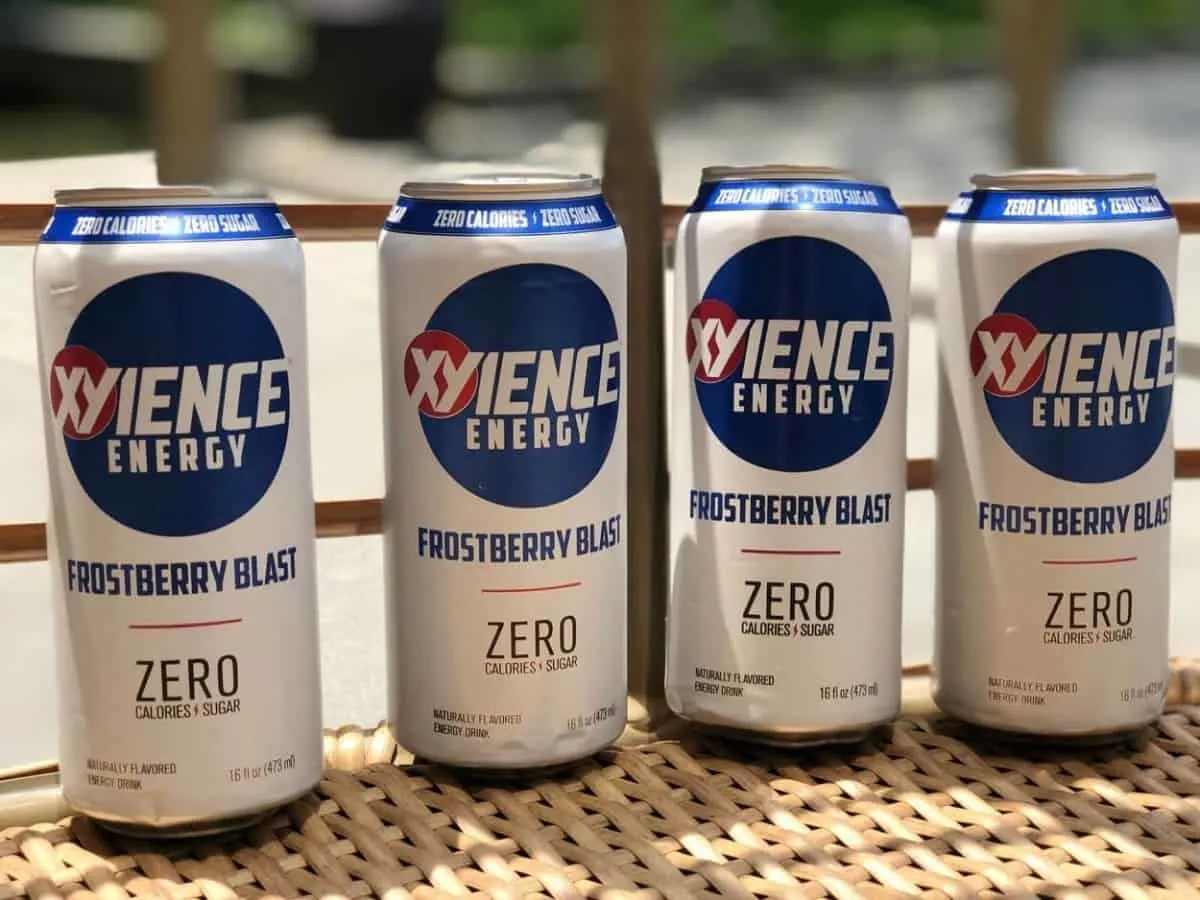 4 cans of 16-ounce Xyience Energy Drink Frostberry Blast. 