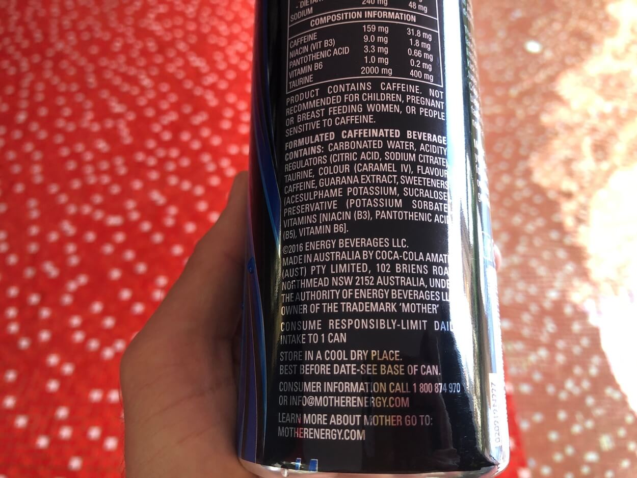 Ingredients of Mother energy drinks