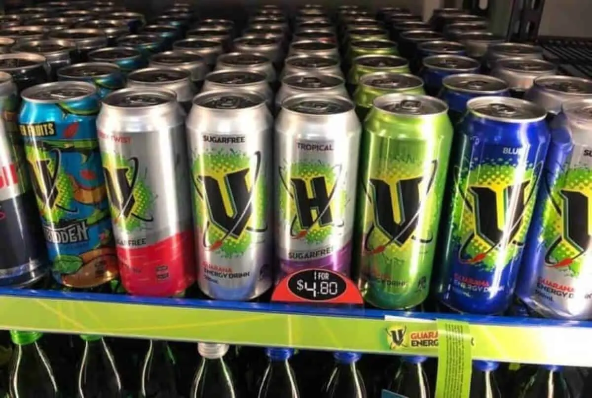 Different flavours of V Energy Drinks