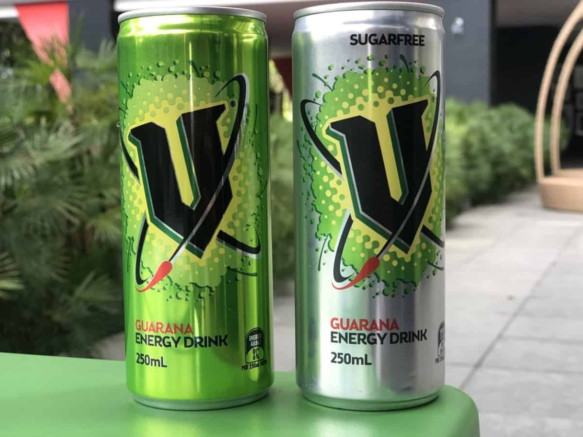 original and sugar-free V energy drink cans