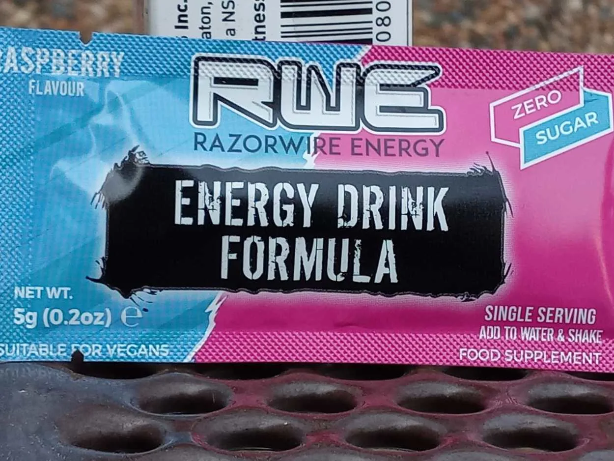 A pack of Razorwire energy drink