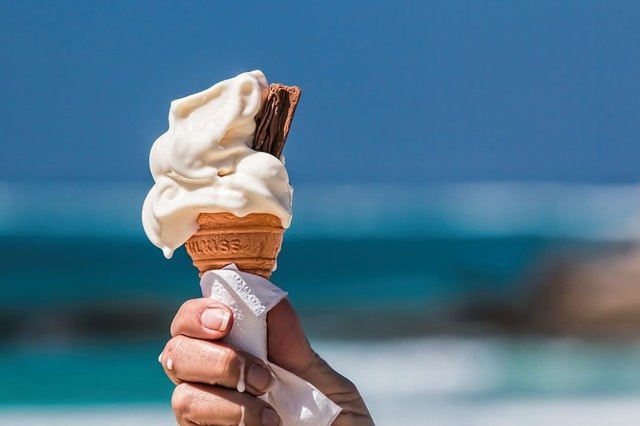 A cone of ice cream.