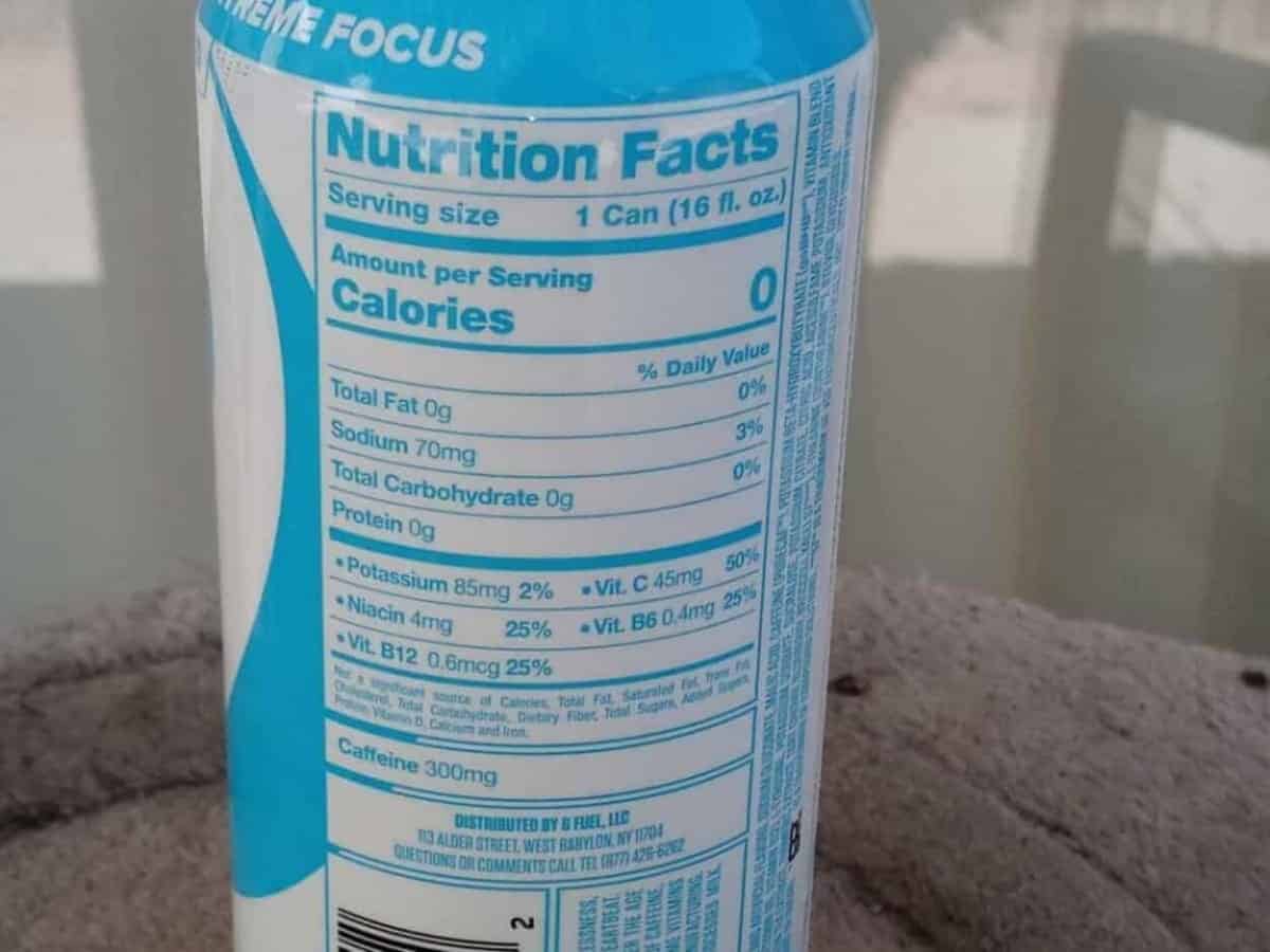 g fuel can nutrition facts