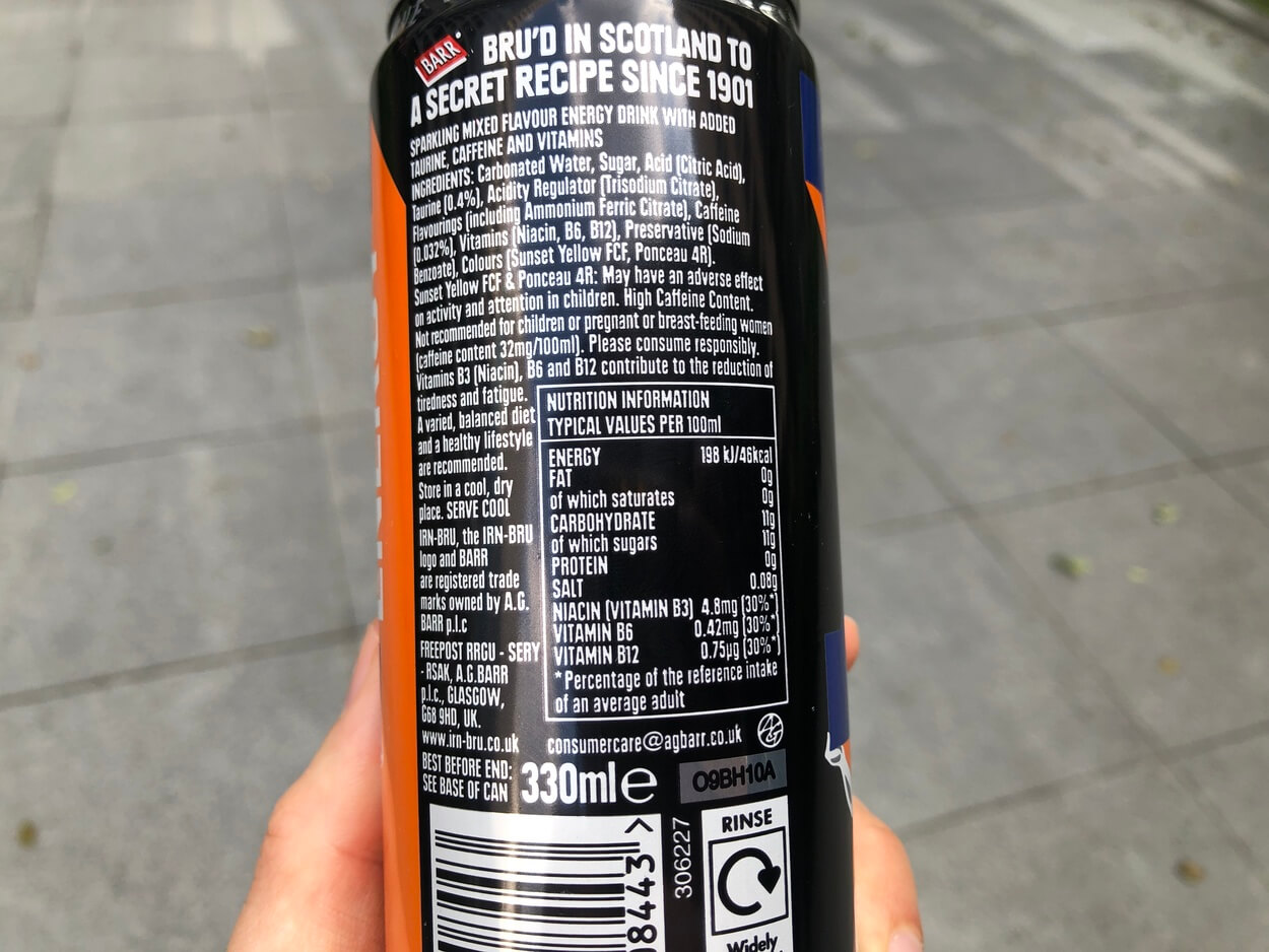 Irn Bru Nutrition Facts and Ingredients