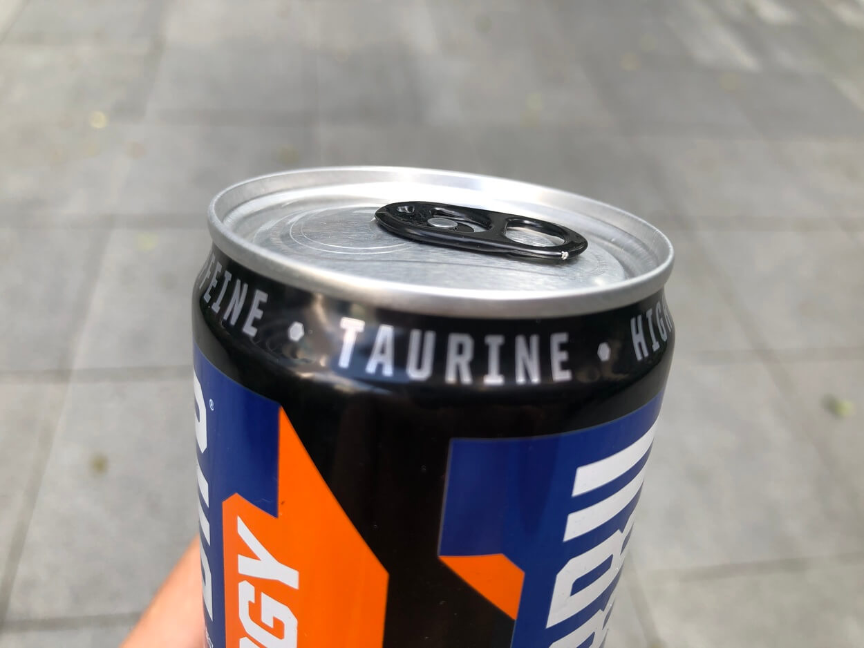 Taurine printed at the can of Irn bru