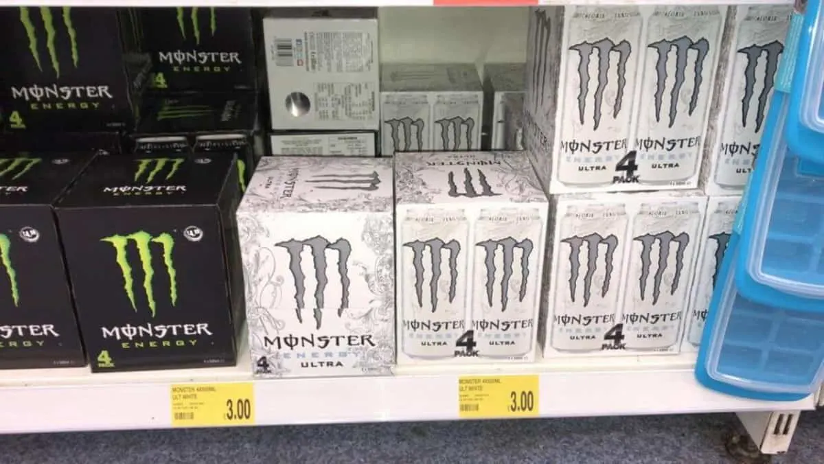 Boxes of monster energy.