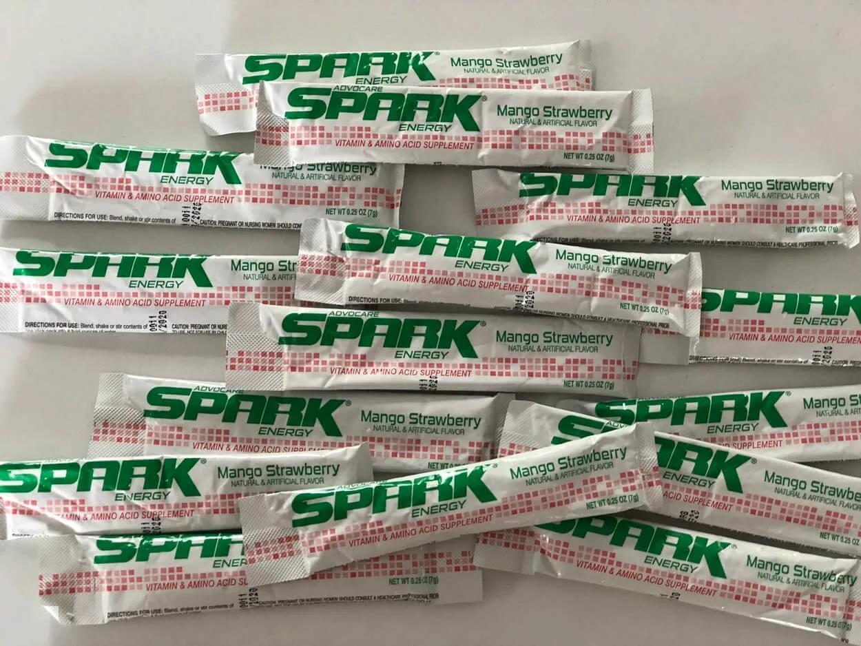 Packets of Advocare Spark.