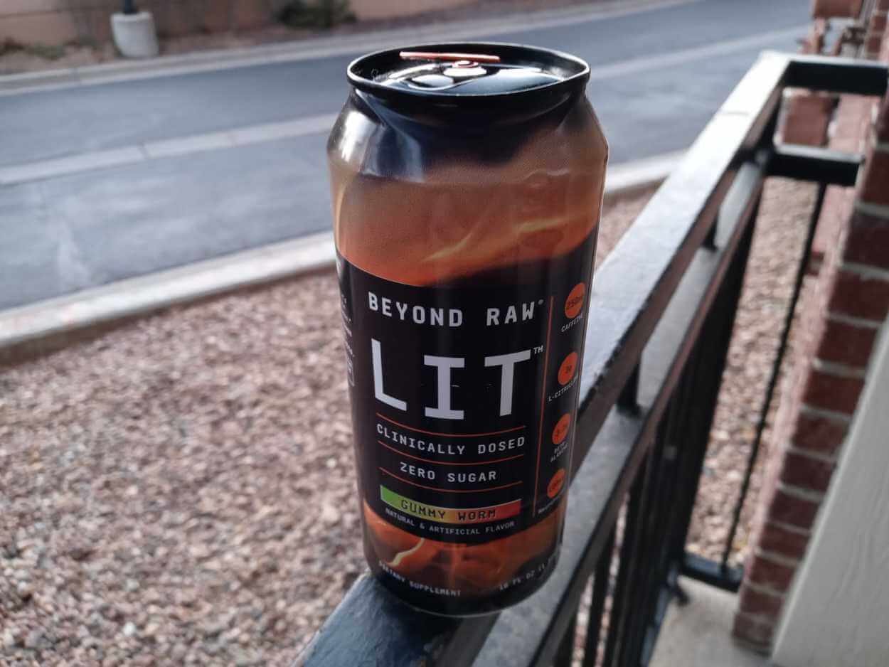 A can of LIT energy drink in gummy worms flavor