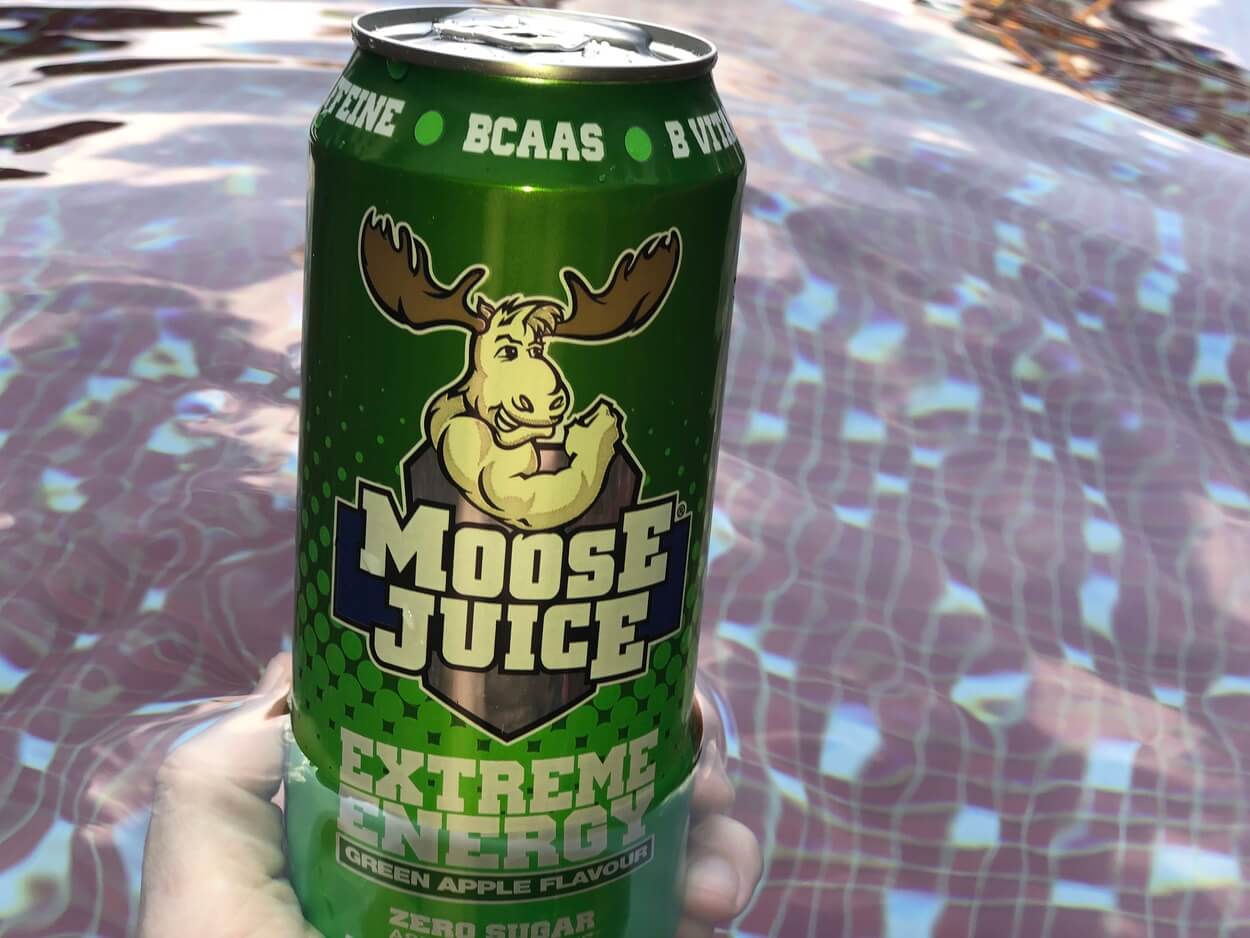 A can of Moose Juice green apple flavour.