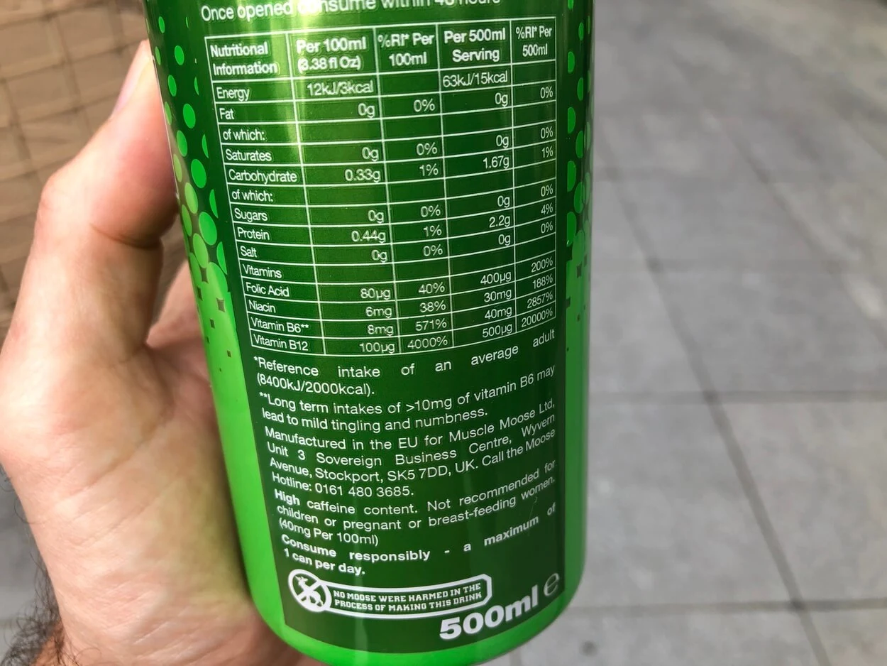 Nutrition Facts of Moose Juice