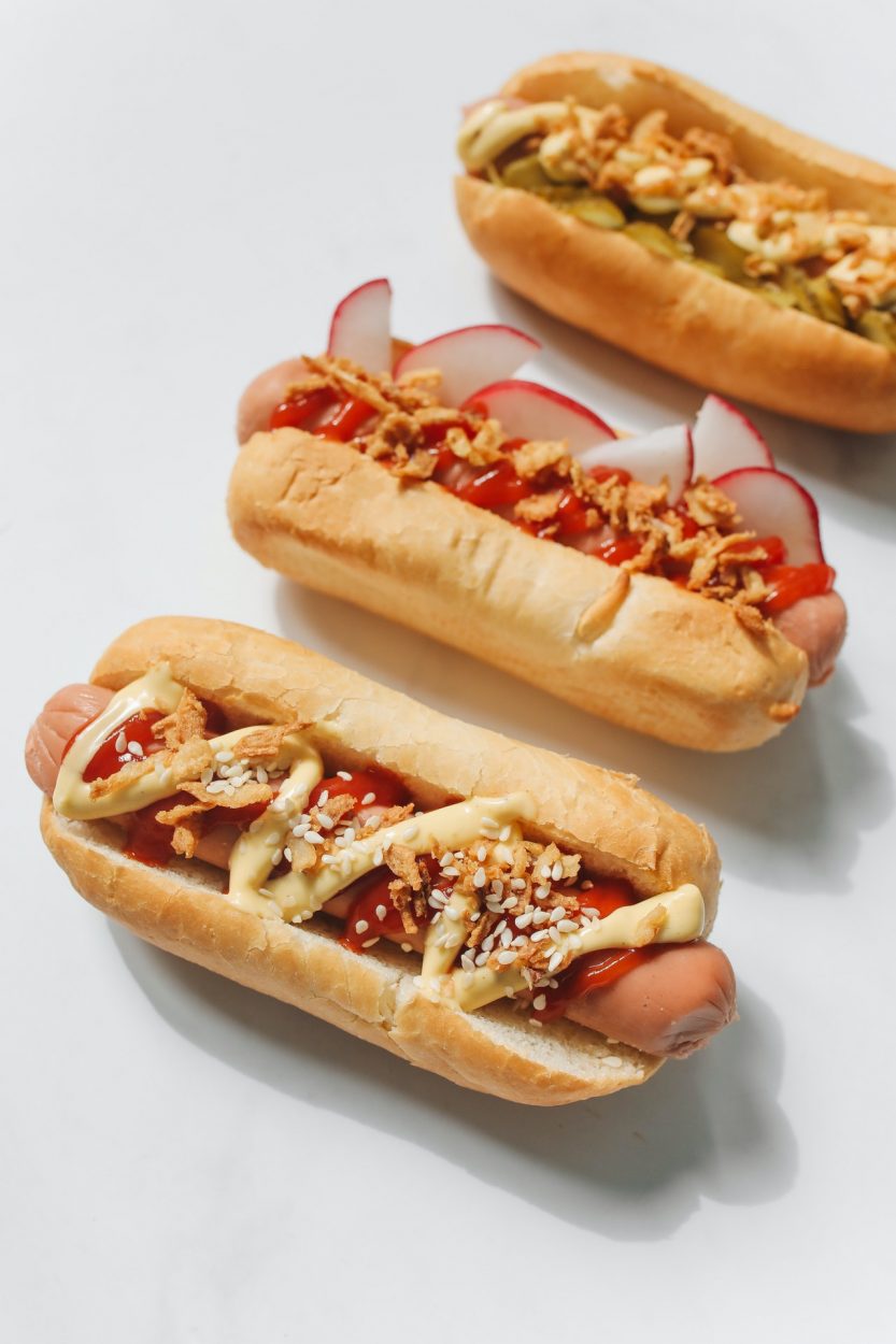 Yummy hot dogs containing huge amount of calories