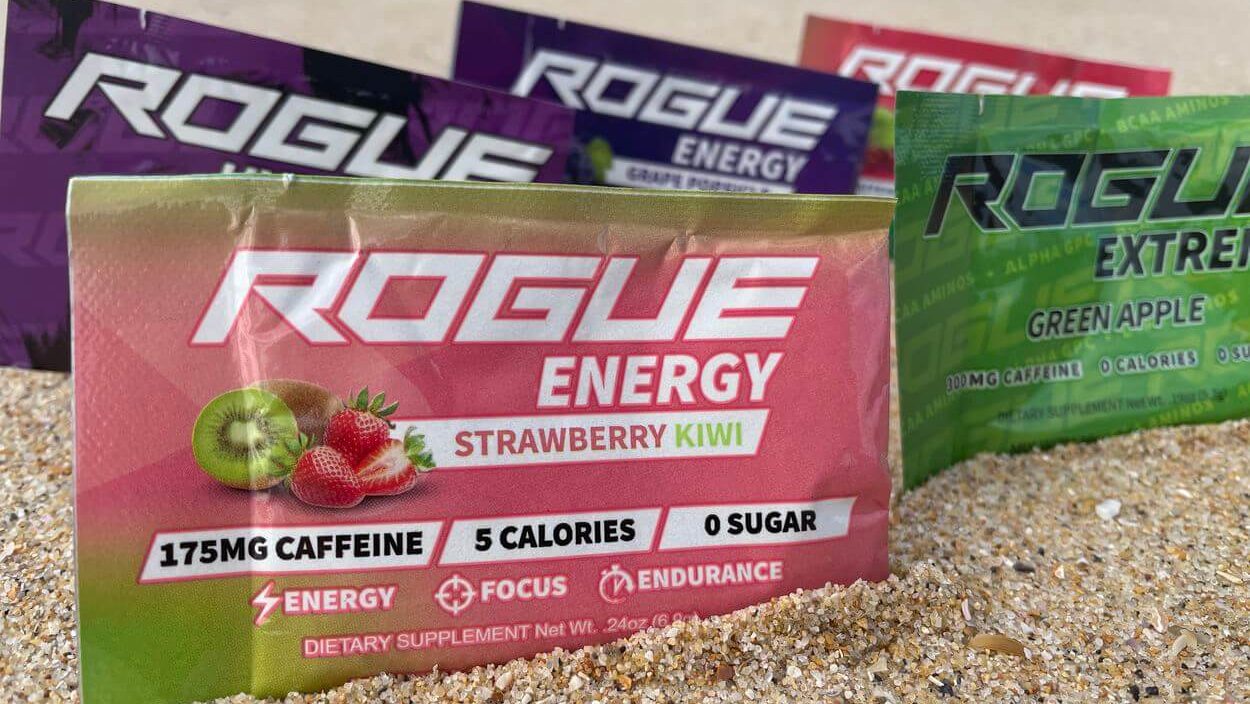Different flavors of Rogue energy drinks. 