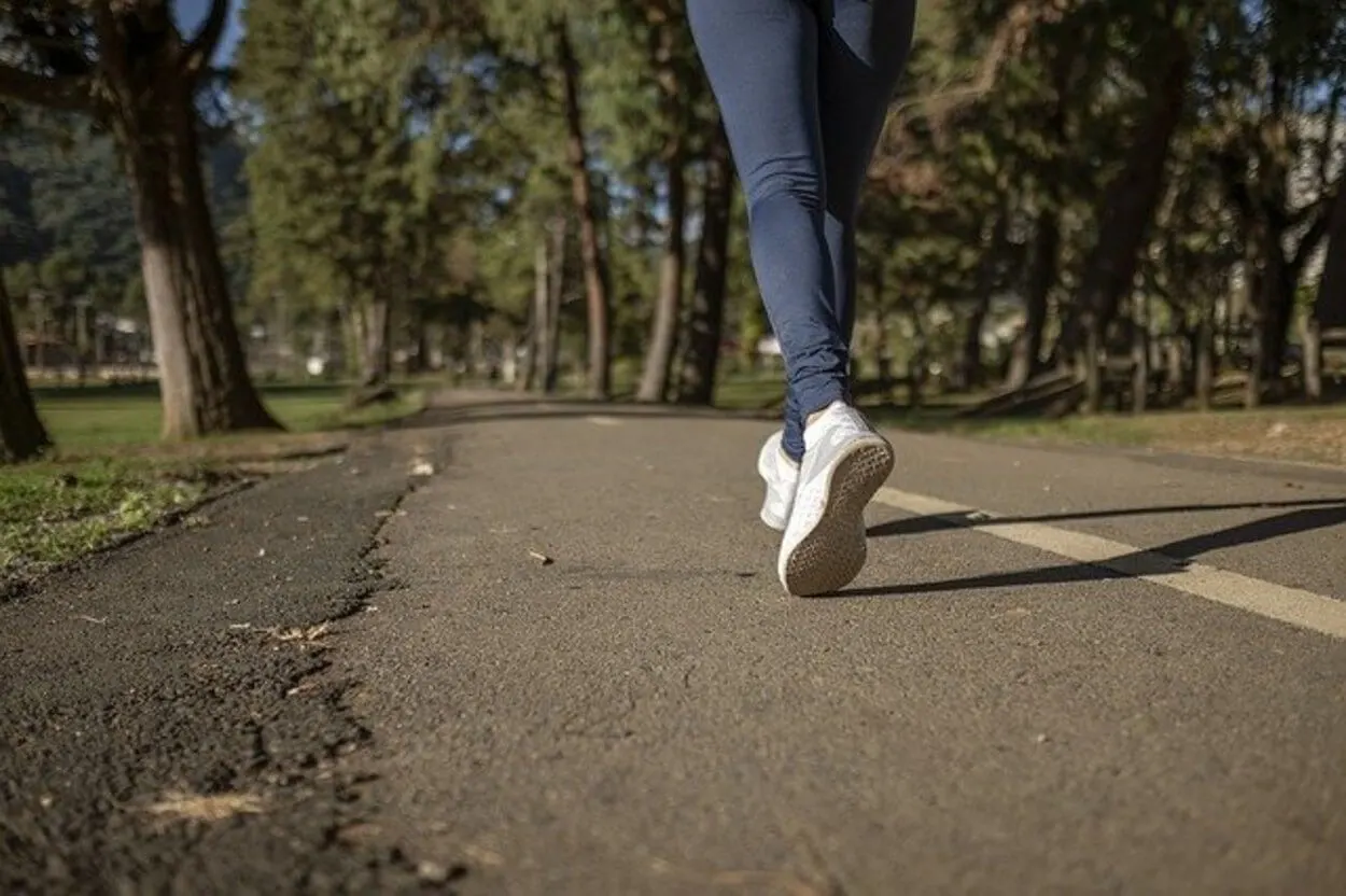 A woman running.
