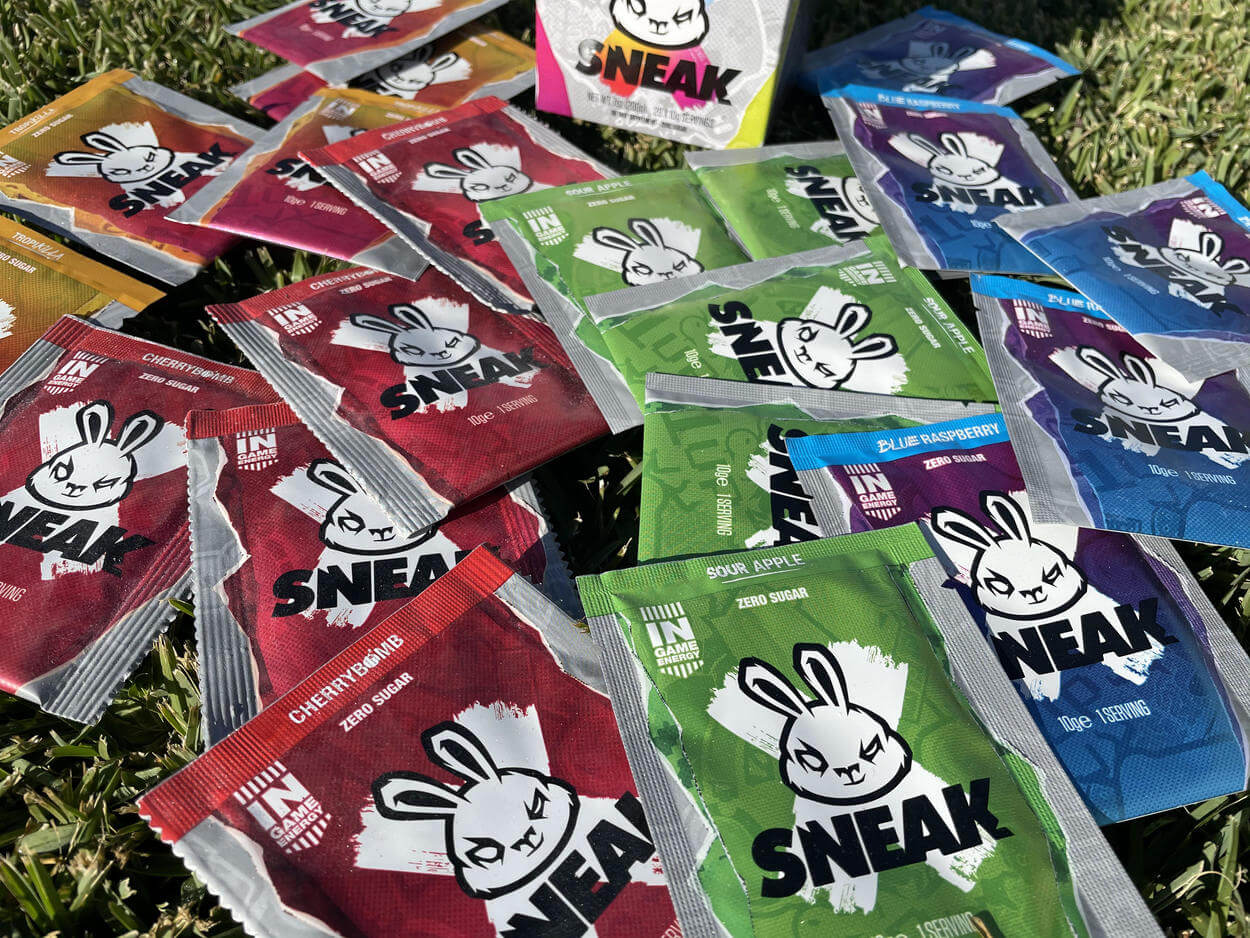 Sneak Energy sachets in different flavors