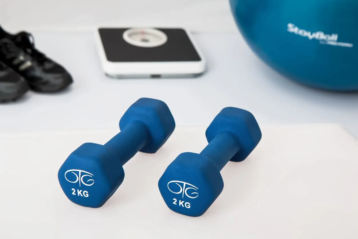 An image of few items related to exercise.