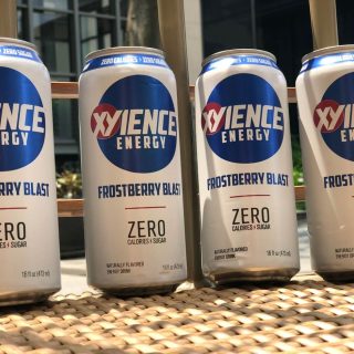 Cans of Xyience in Frostberry flavors.
