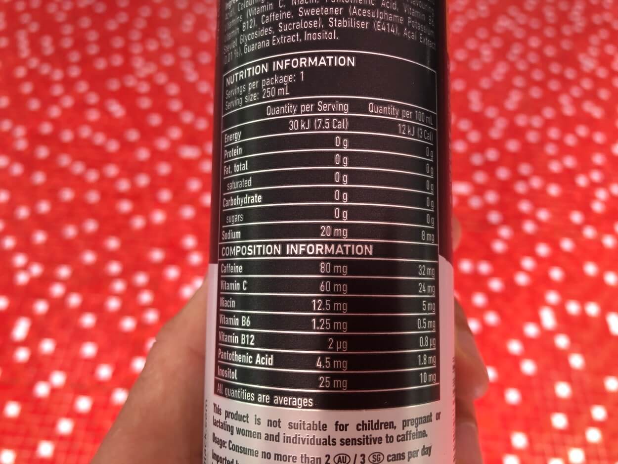 28 Black Nutritional table and ingredients.
