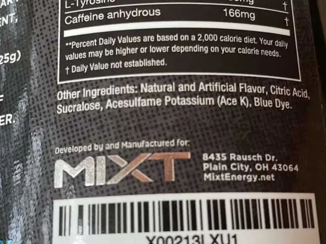 ingredients of Mixt Energy Drink