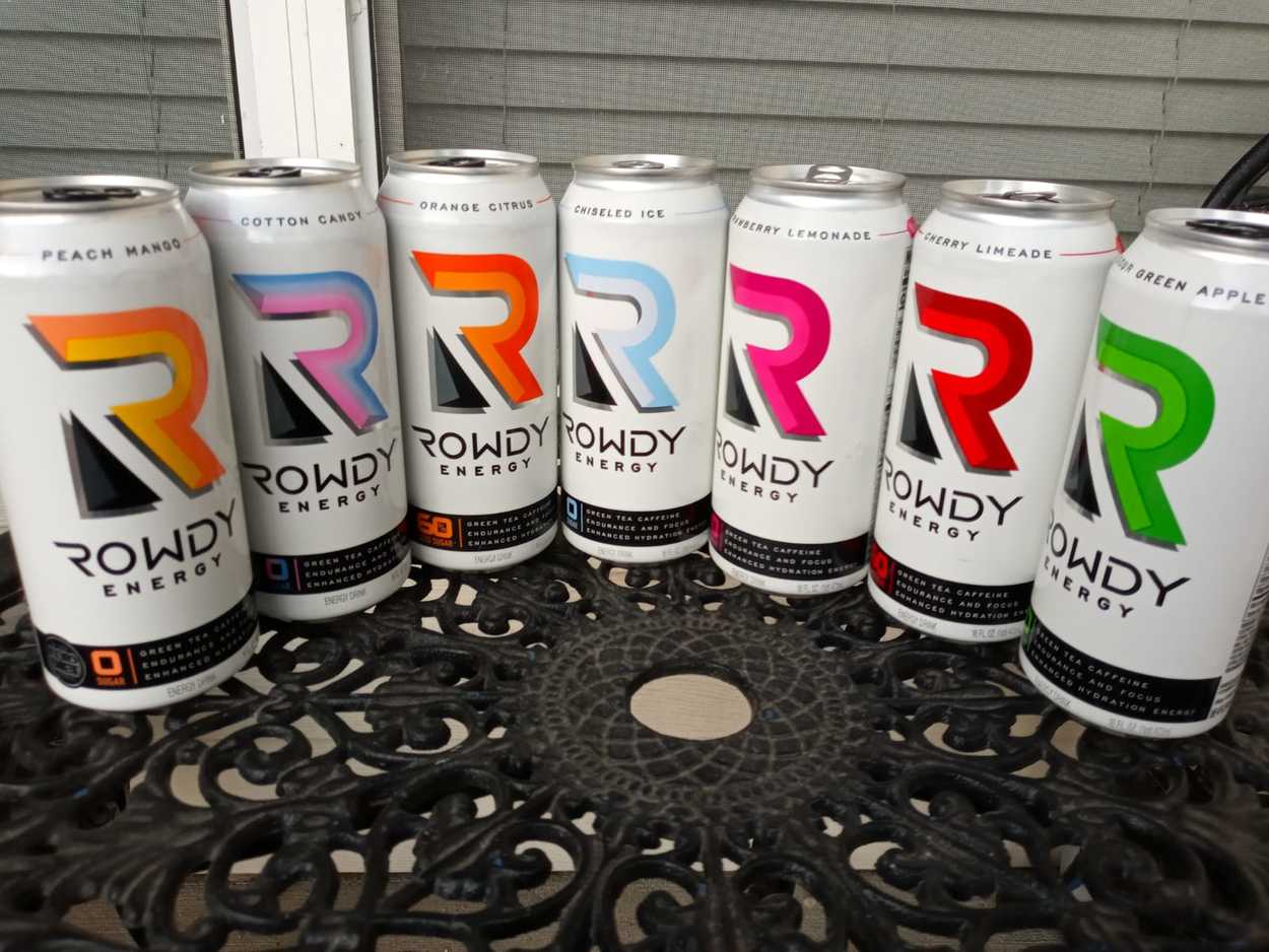 An image of different flavors of Rowdy energy drink